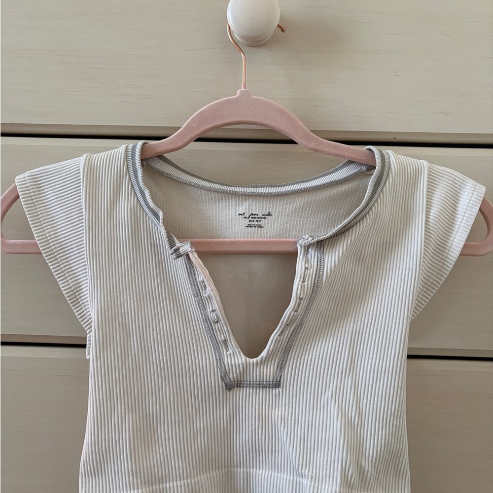 Urban Outfitters White and Gray Striped Crop Top